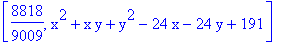 [8818/9009, x^2+x*y+y^2-24*x-24*y+191]